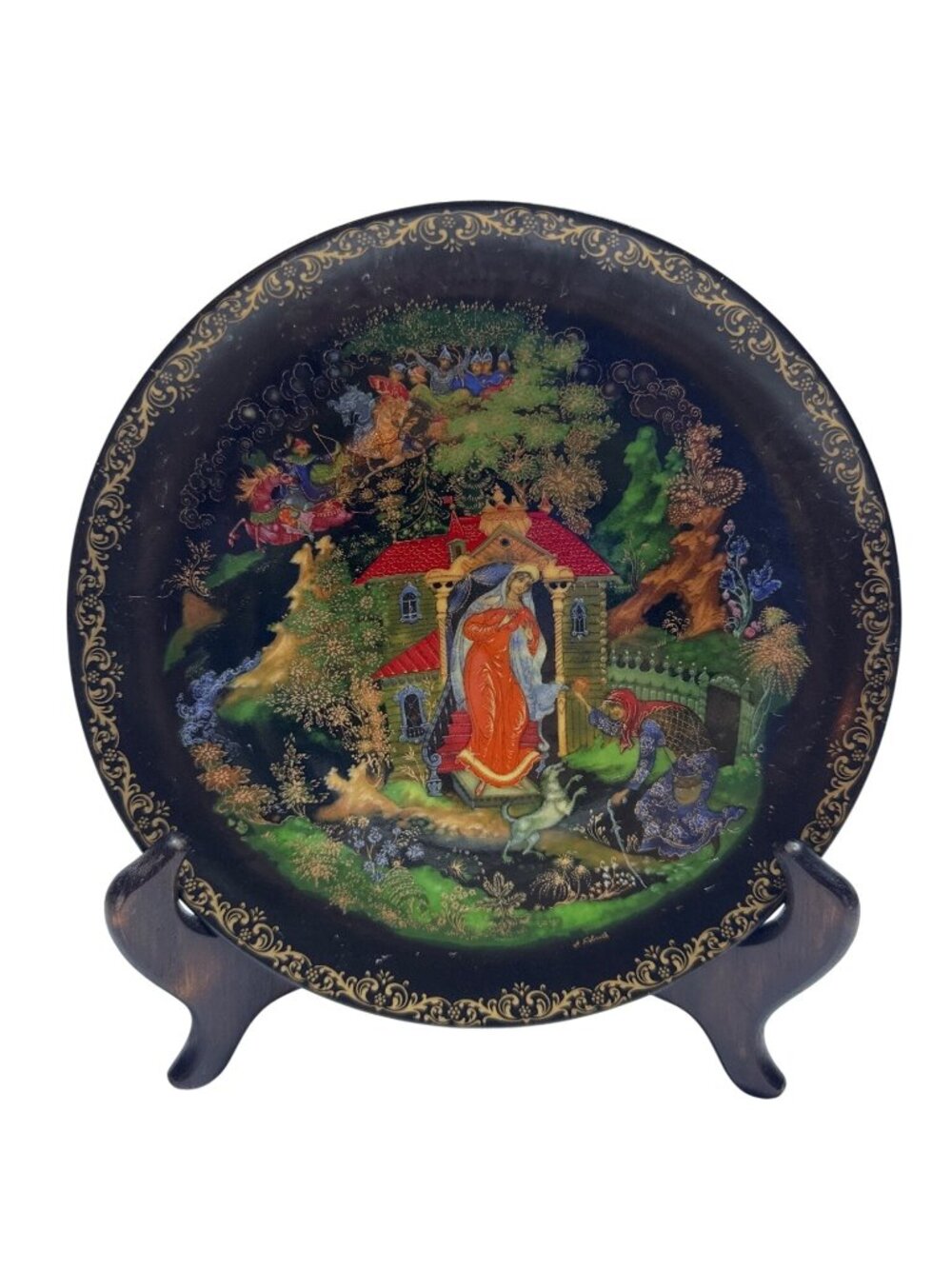 The Russian Legends 1989 Princess & the 7 Bogatyrs Plate by Palekh Studios 4955
